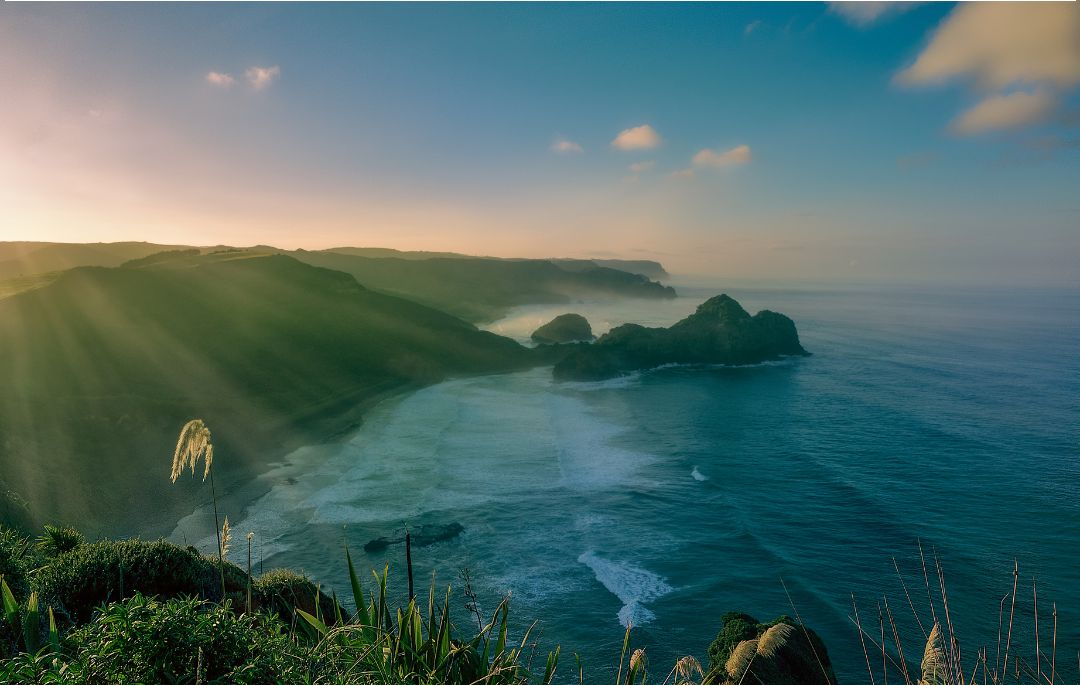 Ocean view with hills