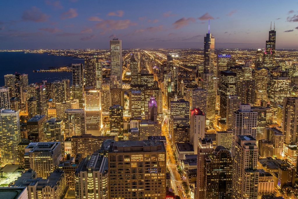 buildings, illuminated, skyline, cityscape, skyscrapers, city lights, architecture, urban landscape, metro, metropolitan, chicago, city, night, usa, building, downtown, evening, modern, tall, towers, high-rise, high-rise buildings, night photography, urban, chicago, chicago, chicago, chicago, chicago