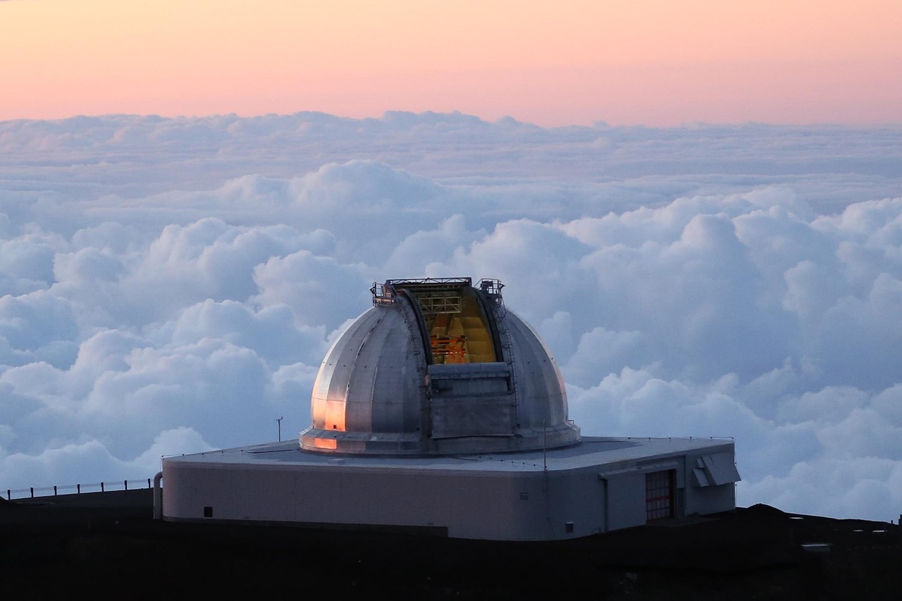 telescope, observatory, astronomy, sky, outdoors, nature, sunset, cloud, mountaintop, science, stargazing, mauna kea, blue science, observatory, observatory, observatory, observatory, observatory, stargazing, mauna kea, mauna kea, mauna kea