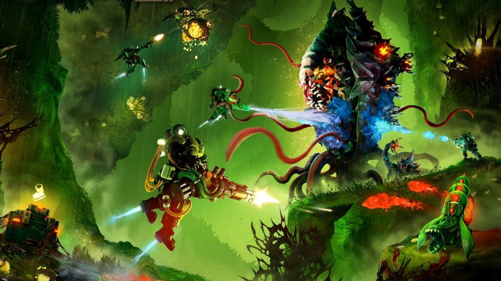 An image of dwarves fighting a Lithopage Corruptor.