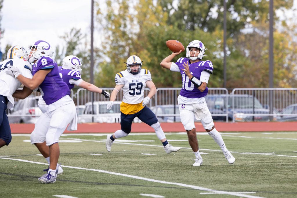 John Smith evades pressure from the Beloit defensive line in 2022. 