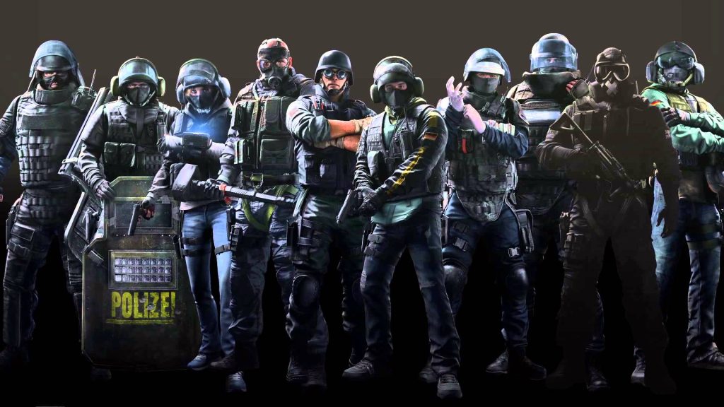 Promotional art featuring some of the first operators in Rainbow Six: Siege