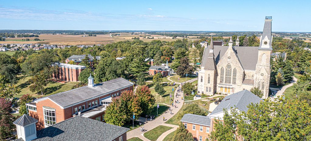 This is an aerial view of the Cornell College campus.