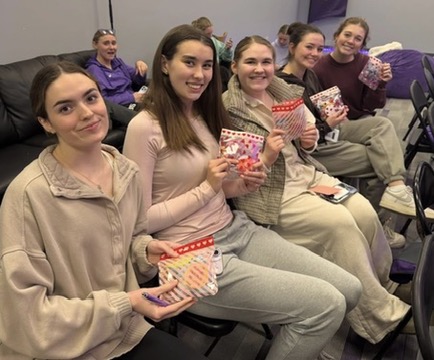 This is a picture of Morgan's Message members at out Valentine's Day party.